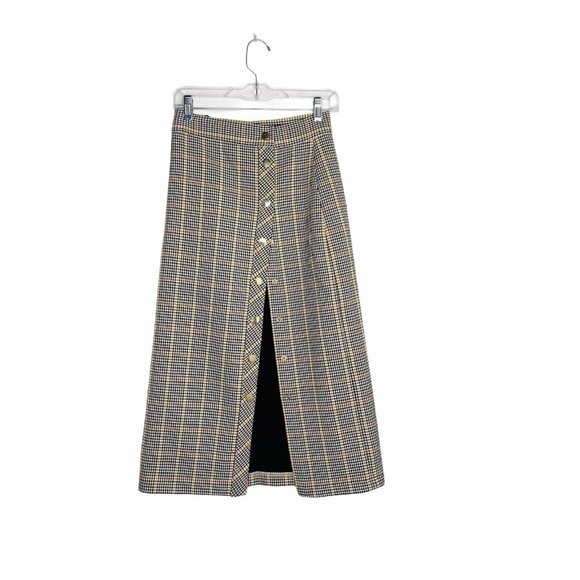 Zara Woman Plaid Tartan Pencil Skirt Button Down Lined size XS - Picture 3 of 11